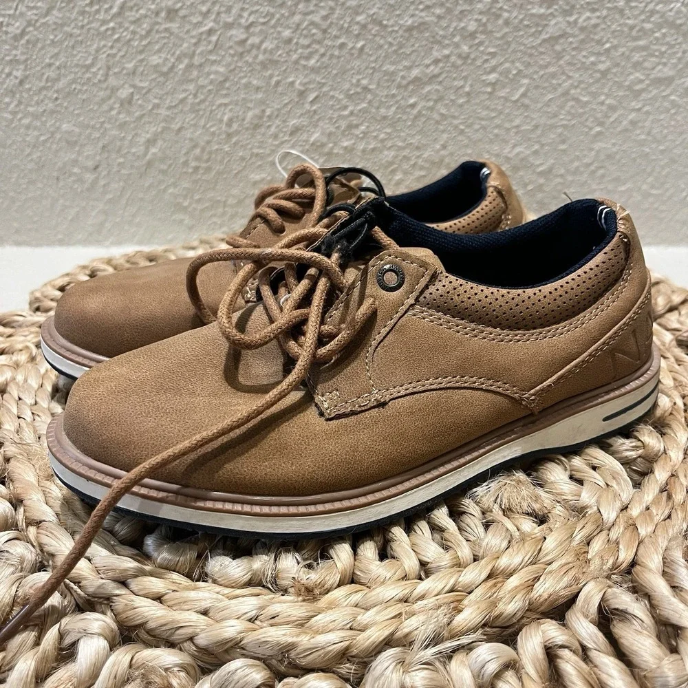 NWT Nautica Faux Suede Brown Oxford Lace Up Boys 13 Classic Formal Party‎ Shoes